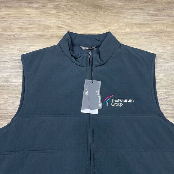Travis Mathew Vest Mens Medium Black Puffer Cold Bay Golf Full Zip - Picture 2 of 10